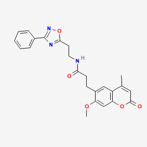 3-(7-methoxy-4-methyl-2-oxo-2H-chromen-6-yl)-N-(2-(3-phenyl-1,2,4-oxadiazol-5-yl)ethyl)propanamide