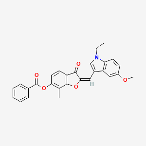 (2E)-2-[(1-ethyl-5-methoxy-1H-indol-3-yl)methylidene]-7-methyl-3-oxo-2,3-dihydro-1-benzofuran-6-yl benzoate