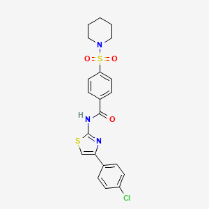 molecular formula C21H20ClN3O3S2 B12205642 N-[4-(4-chlorophenyl)-1,3-thiazol-2-yl]-4-(piperidin-1-ylsulfonyl)benzamide CAS No. 5808-02-6