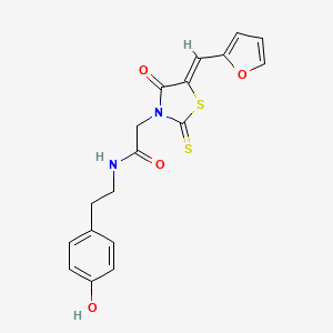 molecular formula C18H16N2O4S2 B12205673 2-[(5Z)-5-(furan-2-ylmethylidene)-4-oxo-2-thioxo-1,3-thiazolidin-3-yl]-N-[2-(4-hydroxyphenyl)ethyl]acetamide 