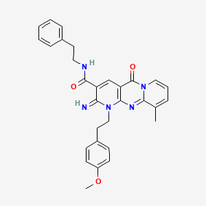 6-imino-7-[2-(4-methoxyphenyl)ethyl]-11-methyl-2-oxo-N-(2-phenylethyl)-1,7,9-triazatricyclo[8.4.0.03,8]tetradeca-3(8),4,9,11,13-pentaene-5-carboxamide