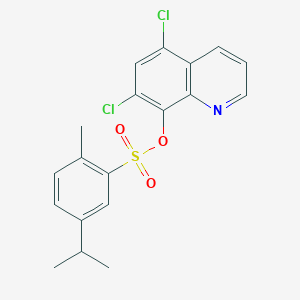 molecular formula C19H17Cl2NO3S B12205693 5,7-Dichloroquinolin-8-yl 2-methyl-5-(propan-2-yl)benzene-1-sulfonate 