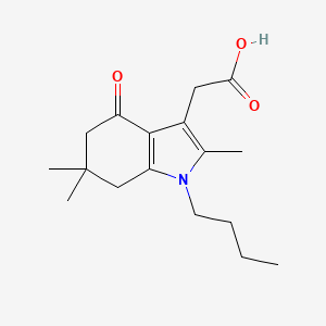 molecular formula C17H25NO3 B1220571 4,5,6,7-Tetrahydro-1-butyl-4-oxo-2,6,6-trimethyl-indole-3-acetic acid CAS No. 121625-71-6