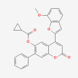 4-(7-methoxy-1-benzofuran-2-yl)-2-oxo-7-phenyl-2H-chromen-6-yl cyclopropanecarboxylate