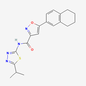 molecular formula C19H20N4O2S B12205767 N-[5-(propan-2-yl)-1,3,4-thiadiazol-2-yl]-5-(5,6,7,8-tetrahydronaphthalen-2-yl)-1,2-oxazole-3-carboxamide 