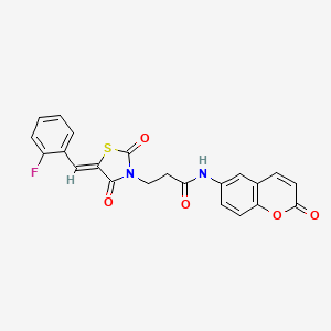 3-[(5Z)-5-(2-fluorobenzylidene)-2,4-dioxo-1,3-thiazolidin-3-yl]-N-(2-oxo-2H-chromen-6-yl)propanamide