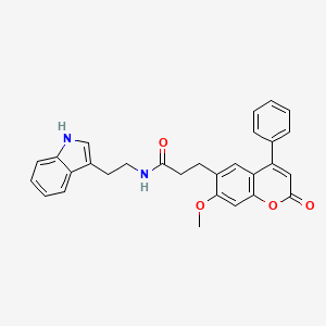 molecular formula C29H26N2O4 B12205845 N-(2-(1H-indol-3-yl)ethyl)-3-(7-methoxy-2-oxo-4-phenyl-2H-chromen-6-yl)propanamide 