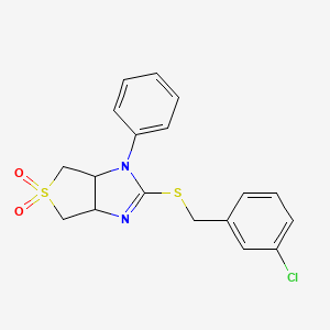 2-[(3-chlorobenzyl)sulfanyl]-1-phenyl-3a,4,6,6a-tetrahydro-1H-thieno[3,4-d]imidazole 5,5-dioxide