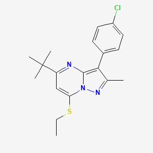 molecular formula C19H22ClN3S B12205857 5-Tert-butyl-3-(4-chlorophenyl)-7-(ethylsulfanyl)-2-methylpyrazolo[1,5-a]pyrimidine 