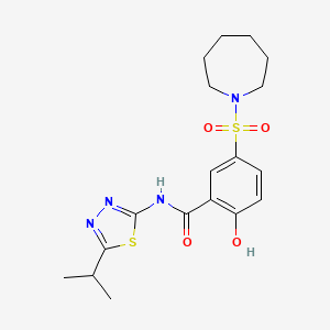 5-(azepan-1-ylsulfonyl)-2-hydroxy-N-[(2E)-5-(propan-2-yl)-1,3,4-thiadiazol-2(3H)-ylidene]benzamide