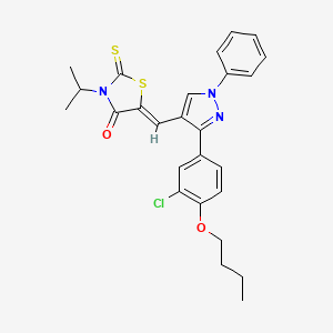 molecular formula C26H26ClN3O2S2 B12205938 (5Z)-5-{[3-(4-butoxy-3-chlorophenyl)-1-phenyl-1H-pyrazol-4-yl]methylidene}-3-(propan-2-yl)-2-thioxo-1,3-thiazolidin-4-one 