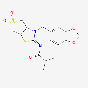 N-[(2Z)-3-(1,3-benzodioxol-5-ylmethyl)-5,5-dioxidotetrahydrothieno[3,4-d][1,3]thiazol-2(3H)-ylidene]-2-methylpropanamide