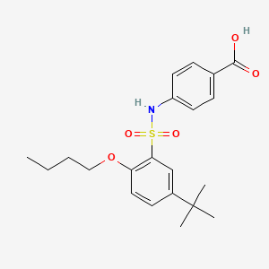 molecular formula C21H27NO5S B12205965 4-(2-Butoxy-5-tert-butylbenzenesulfonamido)benzoic acid 