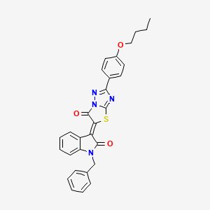 molecular formula C29H24N4O3S B12205972 (3Z)-1-benzyl-3-[2-(4-butoxyphenyl)-6-oxo[1,3]thiazolo[3,2-b][1,2,4]triazol-5(6H)-ylidene]-1,3-dihydro-2H-indol-2-one 