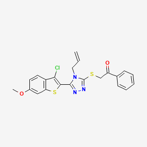 molecular formula C22H18ClN3O2S2 B12205974 2-{[5-(3-chloro-6-methoxy-1-benzothiophen-2-yl)-4-(prop-2-en-1-yl)-4H-1,2,4-triazol-3-yl]sulfanyl}-1-phenylethanone 