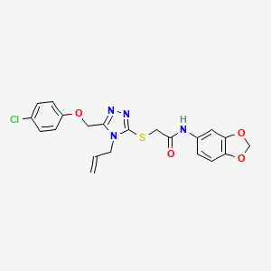 molecular formula C21H19ClN4O4S B12205978 N-(1,3-benzodioxol-5-yl)-2-({5-[(4-chlorophenoxy)methyl]-4-(prop-2-en-1-yl)-4H-1,2,4-triazol-3-yl}sulfanyl)acetamide 