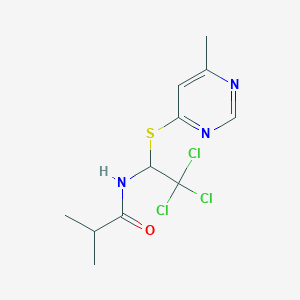 2-methyl-N-{2,2,2-trichloro-1-[(6-methylpyrimidin-4-yl)sulfanyl]ethyl}propanamide