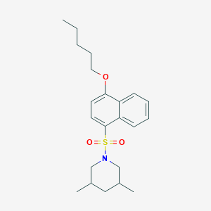 molecular formula C22H31NO3S B12206027 3,5-Dimethyl-1-{[4-(pentyloxy)naphthalen-1-yl]sulfonyl}piperidine 