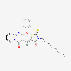 2-(4-methylphenoxy)-3-[(Z)-(3-octyl-4-oxo-2-thioxo-1,3-thiazolidin-5-ylidene)methyl]-4H-pyrido[1,2-a]pyrimidin-4-one