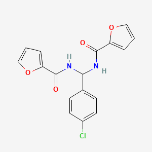 molecular formula C17H13ClN2O4 B12206032 N,N'-[(4-chlorophenyl)methanediyl]difuran-2-carboxamide 