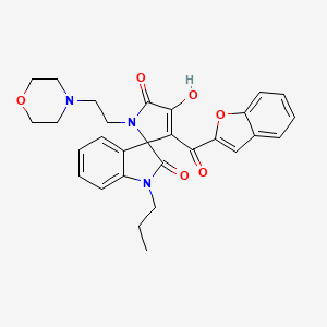 molecular formula C29H29N3O6 B12206052 3'-(1-benzofuran-2-ylcarbonyl)-4'-hydroxy-1'-[2-(morpholin-4-yl)ethyl]-1-propylspiro[indole-3,2'-pyrrole]-2,5'(1H,1'H)-dione 