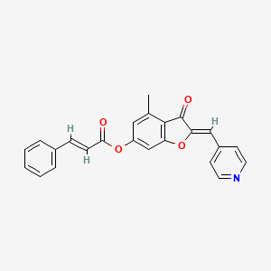 (2Z)-4-methyl-3-oxo-2-(pyridin-4-ylmethylidene)-2,3-dihydro-1-benzofuran-6-yl (2E)-3-phenylprop-2-enoate