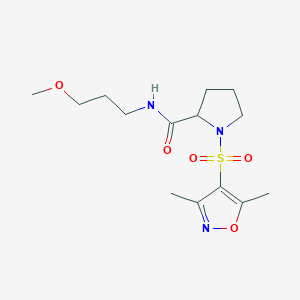 molecular formula C14H23N3O5S B12206075 1-[(3,5-dimethyl-1,2-oxazol-4-yl)sulfonyl]-N-(3-methoxypropyl)prolinamide 