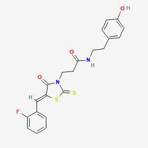 3-[(5Z)-5-(2-fluorobenzylidene)-4-oxo-2-thioxo-1,3-thiazolidin-3-yl]-N-[2-(4-hydroxyphenyl)ethyl]propanamide