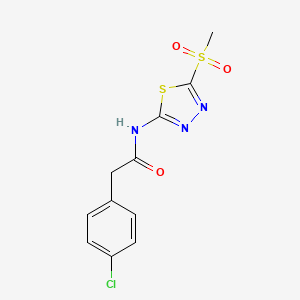 molecular formula C11H10ClN3O3S2 B12206105 2-(4-chlorophenyl)-N-[(2E)-5-(methylsulfonyl)-1,3,4-thiadiazol-2(3H)-ylidene]acetamide 