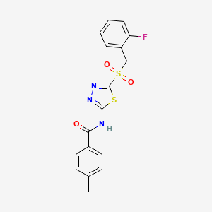 N-[(2E)-5-[(2-fluorobenzyl)sulfonyl]-1,3,4-thiadiazol-2(3H)-ylidene]-4-methylbenzamide