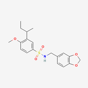 molecular formula C19H23NO5S B12206135 (2H-benzo[3,4-d]1,3-dioxolen-5-ylmethyl){[4-methoxy-3-(methylpropyl)phenyl]sul fonyl}amine 