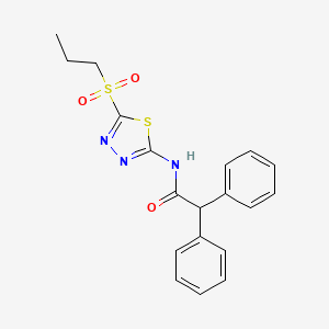 molecular formula C19H19N3O3S2 B12206143 2,2-diphenyl-N-[5-(propylsulfonyl)-1,3,4-thiadiazol-2-yl]acetamide 