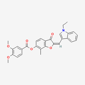 molecular formula C29H25NO6 B12206146 (2E)-2-[(1-ethyl-1H-indol-3-yl)methylidene]-7-methyl-3-oxo-2,3-dihydro-1-benzofuran-6-yl 3,4-dimethoxybenzoate 