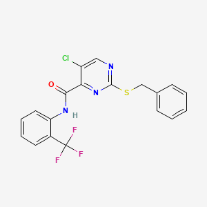 molecular formula C19H13ClF3N3OS B12206174 2-(benzylsulfanyl)-5-chloro-N-[2-(trifluoromethyl)phenyl]pyrimidine-4-carboxamide 