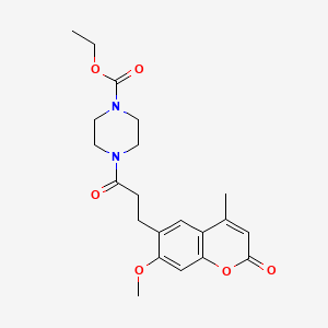 ethyl 4-(3-(7-methoxy-4-methyl-2-oxo-2H-chromen-6-yl)propanoyl)piperazine-1-carboxylate