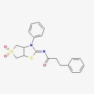 N-[(2E)-5,5-dioxido-3-phenyltetrahydrothieno[3,4-d][1,3]thiazol-2(3H)-ylidene]-3-phenylpropanamide