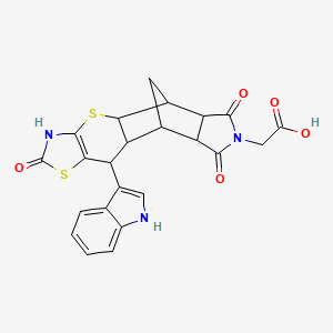 2-[9-(1H-indol-3-yl)-6,13,15-trioxo-3,7-dithia-5,14-diazapentacyclo[9.5.1.0^{2,10}.0^{4,8}.0^{12,16}]heptadec-4(8)-en-14-yl]acetic acid