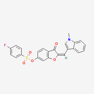 (2E)-2-[(1-methyl-1H-indol-3-yl)methylidene]-3-oxo-2,3-dihydro-1-benzofuran-6-yl 4-fluorobenzenesulfonate