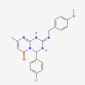 4-(4-chlorophenyl)-2-[(4-methoxybenzyl)amino]-8-methyl-1,4-dihydro-6H-pyrimido[1,2-a][1,3,5]triazin-6-one