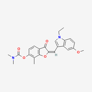 (2E)-2-[(1-ethyl-5-methoxy-1H-indol-3-yl)methylidene]-7-methyl-3-oxo-2,3-dihydro-1-benzofuran-6-yl dimethylcarbamate