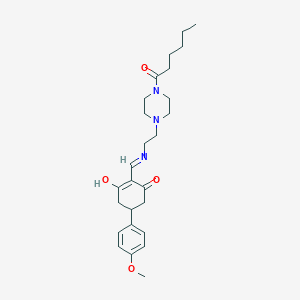 2-({[2-(4-Hexanoylpiperazin-1-yl)ethyl]amino}methylidene)-5-(4-methoxyphenyl)cyclohexane-1,3-dione