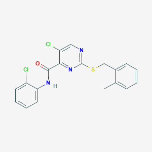 molecular formula C19H15Cl2N3OS B12206343 5-chloro-N-(2-chlorophenyl)-2-[(2-methylbenzyl)sulfanyl]pyrimidine-4-carboxamide 