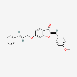 molecular formula C25H20O4 B12206353 (2Z)-2-(4-methoxybenzylidene)-6-{[(2E)-3-phenylprop-2-en-1-yl]oxy}-1-benzofuran-3(2H)-one 