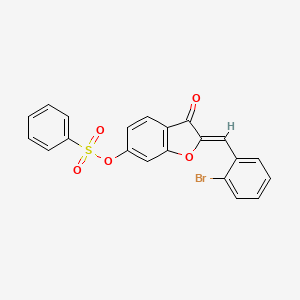 molecular formula C21H13BrO5S B12206363 2-[(2-Bromophenyl)methylene]-3-oxobenzo[3,4-b]furan-6-yl benzenesulfonate 