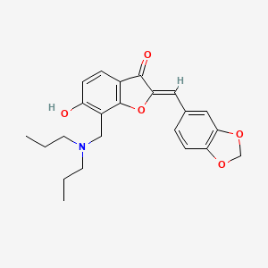 molecular formula C23H25NO5 B12206387 (2Z)-2-(1,3-benzodioxol-5-ylmethylidene)-7-[(dipropylamino)methyl]-6-hydroxy-1-benzofuran-3(2H)-one 