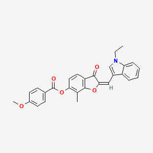 (2E)-2-[(1-ethyl-1H-indol-3-yl)methylidene]-7-methyl-3-oxo-2,3-dihydro-1-benzofuran-6-yl 4-methoxybenzoate