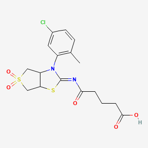 molecular formula C17H19ClN2O5S2 B12206413 5-{[(2Z)-3-(5-chloro-2-methylphenyl)-5,5-dioxidotetrahydrothieno[3,4-d][1,3]thiazol-2(3H)-ylidene]amino}-5-oxopentanoic acid 