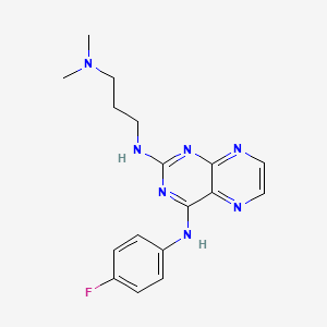 molecular formula C17H20FN7 B12206421 [3-({4-[(4-Fluorophenyl)amino]pteridin-2-yl}amino)propyl]dimethylamine 