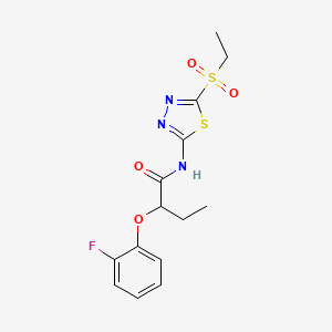 molecular formula C14H16FN3O4S2 B12206434 N-[(2Z)-5-(ethylsulfonyl)-1,3,4-thiadiazol-2(3H)-ylidene]-2-(2-fluorophenoxy)butanamide 