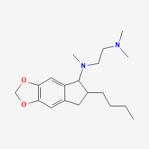 molecular formula C19H30N2O2 B1220644 2-(n-Butyl)-1-(N-methyl-N-(2-(N',N'-dimethylamino)ethyl)amino)-5,6-methylenedioxyindane CAS No. 124673-07-0